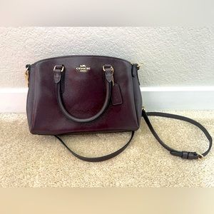 COACH CROSSGRAIN MINI SAGE CARRYALL oxyblood cranberry purse